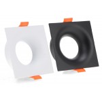 Foco fijo empotrar SPA02 Cuadrado 83x83mm, corte 70x70mm para Lámpara GU10/MR16, Blanco ó Negro